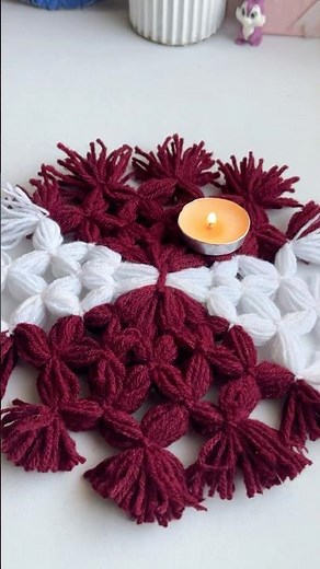 Day-22 of 100 days,100 creation | diy woollen table mat ✨ #shorts