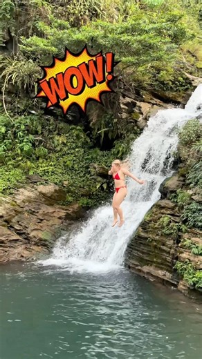 A Leap into Ice-Cold Water #jumpthefalls #cliffjumping #waterfall