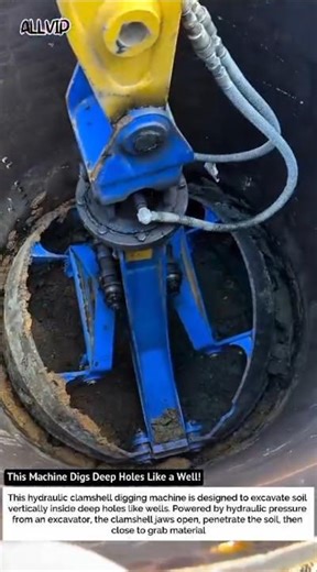 This Machine Digs Deep Holes Like a Well! 😱 Hydraulic Clamshell in Action