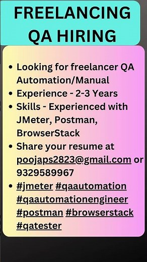 Freelancing Testing Jobs | Manual Testing| Automation Testing| shorts