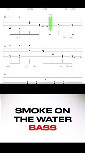 Smoke on the Water Bass Riff 🎸 | Tabs On Screen