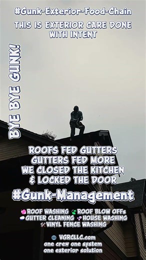 #GunkExteriorFoodChain Mr. Fence Funk™ benefits from what starts above roof discharge🍃 feeds gutters