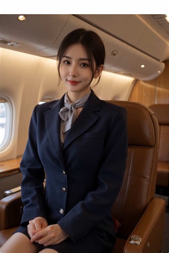 空の旅を楽しむ美人CAの癒しタイム