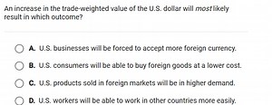 An increase in the trade-weighted value of the U.S. dollar will... | Filo