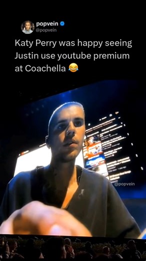 Katy Perry was happy seeing Justin Bieber use youtube premium at Coachella 2026 😂
