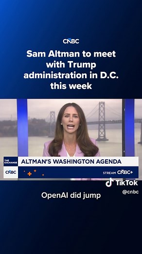 OpenAI CEO Sam Altman will meet with senior Trump administration officials, lawmakers and economists in Washington, D.C., this week to preview the capabilities of the company’s upcoming family of artificial intelligence models. CNBC's Kate Rooney has the details. Read the full report at the #linkinbio or the link on screen. #CNBC #openai #samaltman #trump