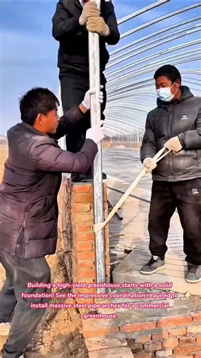 The Power of Teamwork: Installing a Huge Greenhouse Pipe Arch #farming ##farmer #village #how #diy