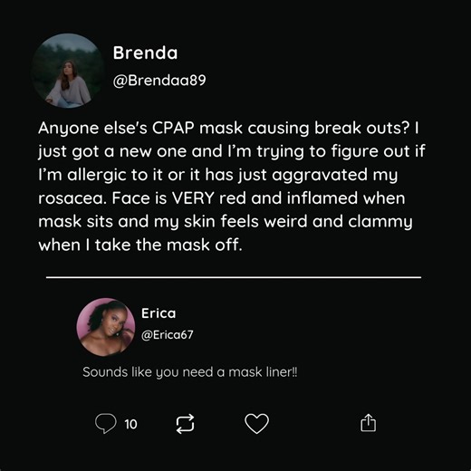 Constant friction, trapped moisture, and pressure from a CPAP mask can lead to breakouts and skin irritation. Treatment should help you feel better, not give you new problems. #sleepapnea #sleeptest #snoring #cpap #mads