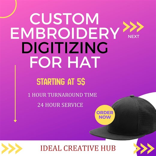 Custom Embroidery Digitizing Service Hat Logo, Text, Image to Stitch, Patch, 3D Puff Digitize - Etsy