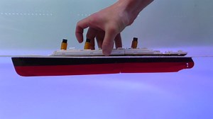 Large 16" Submersible Titanic Model Ship, Perfectly Balanced, Two-Stage Sinking, with Iceberg