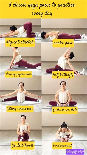 8 classic yoga poses to practice every day #StretchingYoga #BasicYoga #yoga #yogaposes#yogalife
