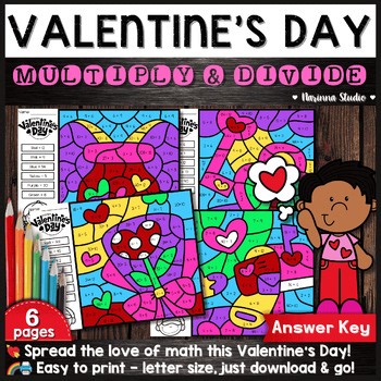 Valentine's Day Color by Number: Multiplication & Division Facts 2-12 Activities