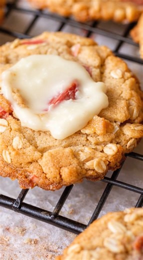 Rhubarb Cookies Prep Time: 15 minutes Bake Time: 12–15 minutes Total Time: 30 minutes Ingredients 1 cup butter, softened 1 ½ cups brown sugar, packed 2 eggs, room temperature 1 tsp vanilla extract 2 cups all-purpose flour 1 tsp baking soda ½ tsp salt 1 ½ cups old-fashioned oats 1 cup finely chopped rhubarb ½ cup white chocolate chips or chunks (optional, for topping or swirl) Instructions Preheat Oven: Preheat oven to 350°F (175°C). Line baking sheets with parchment paper. Mix Wet Ingredients: I