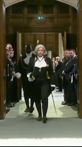 Black Rod is sent to summon the UK House of Commons to listen to the King's Speech in the UK House of Lords. On her approach, the doors are slammed in her face, symbolising the independence of UK House of Commons from the monarchy. She then knocks three times before the doors are re-opened. #StateOpening | UK Parliament