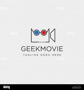 geek movie video entertainment simple line logo template vector illustration icon element - vector file Stock Vector Image & Art - Alamy