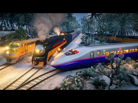 SHINKANSEN E2 meets old Trains with 2 Trains 2 Tracks! - Grand Theft Auto V