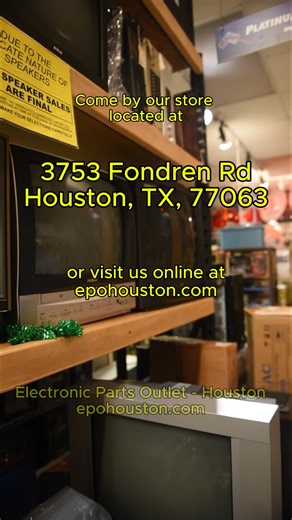 Electronic Parts Outlet on Instagram: "We are a small business and survive because of customers like you who visit our store. There are not many store-front businesses like us around anymore. Please consider stopping by and taking a look around, we're sure to have something that catches your eye. Come and visit us: 3753 Fondren Rd Houston, TX 77063 Store hours: M-F: 9AM-6PM Sat: 9AM-5PM Sun: Closed #houston #houstontx #localbusiness #localstore #electronics #smallbusiness #engineering #CRT #vint