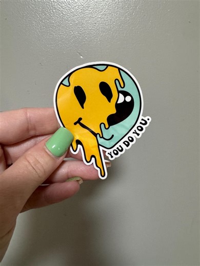 Melting Smiley Sticker | Drippy Happy Face Vinyl Decal (waterproof) - Etsy