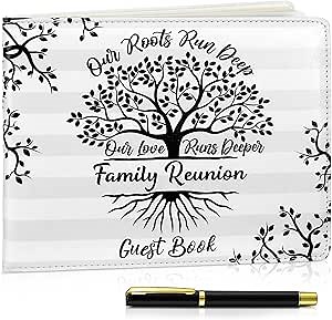 Patelai Family Reunion Party Favors Decorations Family Reunion Guest Book Sign in Good Tree Guest Book Gathering Decorations with Pen, 112 Pages(Trendy)