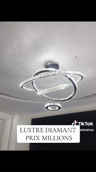 Lustre Cristal Blanc à 3 Cercles Éclairant