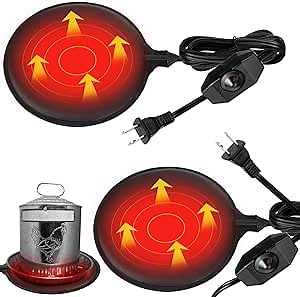 VIHOSE 2 Pcs Heated Chicken Waterer with Thermostat Heated Poultry Waterer Chicken Water Heater Poultry Drinker Heater Base 120V 30W 6.5 Inch Silicone Winter Deicer Heated Base for Coop Bucket Bowl