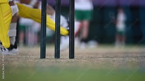 Players having evening net practice session on a cricket ground