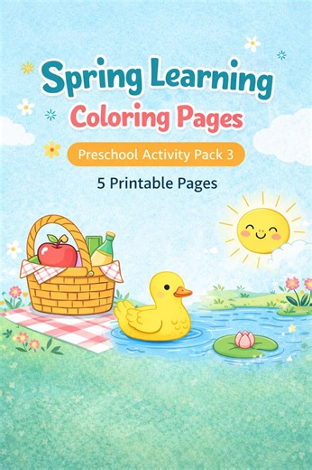Spring Coloring Pages for Kids – Preschool Learning Activity Pack – Cute Spring Animals Worksheets (Digital Download)
