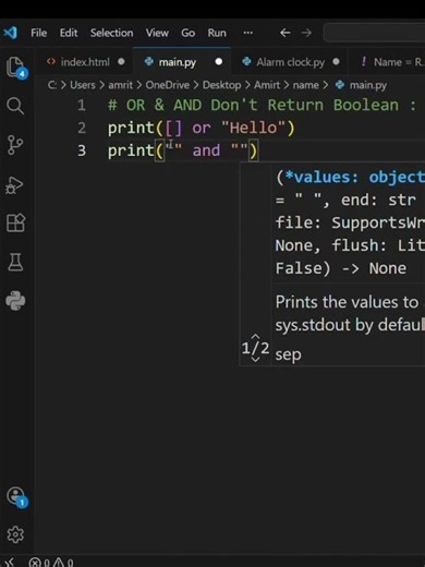 OR & AND Don’t Return Boolean #shorts #python