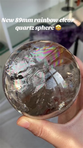89mm Rainbow Clear Quartz Sphere for Crystal Healing