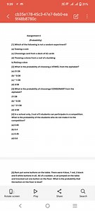 Assignment 4 (Probability)Which of the following is not a ran... | Filo