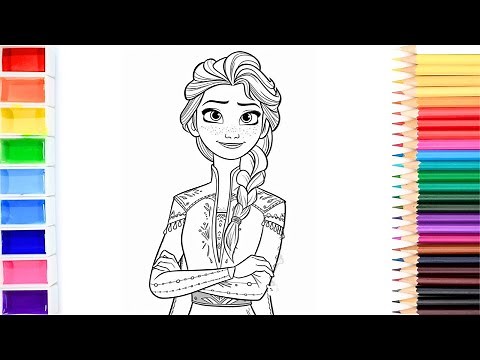 Frozen 2 Elsa Princess Coloring Step By Step For Kids And Toddlers