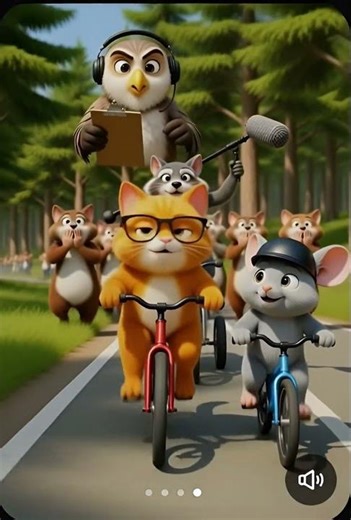 Cat and Mouse Having a Bicycle Race #Shorts#cat #mouse #race#TMROAI