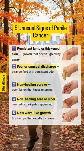 5 Unusual Signs of Penile Cancer. Know the signs early. Protect your health. Don’t ignore what feels “unusual.” #PenileCancerAwareness #MensHealth #EarlyDetectionSavesLives #HealthEducation #CheckYourself | HealthVibe Daily