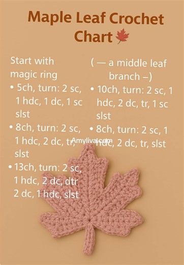Crochet Maple Leaf 🍁 | Cozy Fall Ritual Soft yarn, warm stitches, and a poetic rhythm. This maple leaf is more than a pattern—it’s a seasonal ritual. ✨ Save follow for more pastel crochet magic 🔗 Full tutorial at amyliva.com #amigurumi #handmade #crochet #fyp #viral
