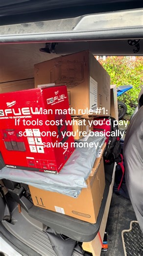 Man math rule #1 🧠🔨 If the tools cost the same as paying someone… you’re basically saving money 💰😌 Now I own the tools AND the problem is “handled” 😂 Call it logic. Call it genius. Call it man math. Either way, I’m winning 🏆 #construction #bluecollar #apprentice #powertools