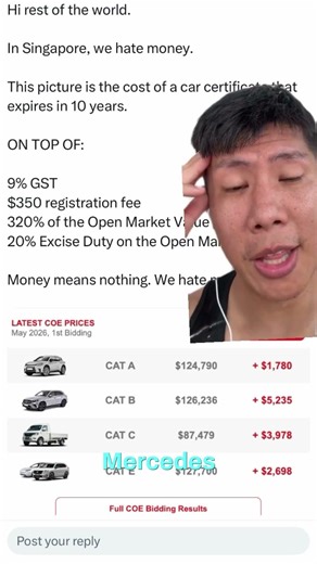 Singapore Car Prices: Basic to Luxury, It's INSANE! #shorts