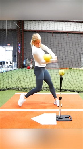 Hitting drill to work on staying connected #softball #baseball #hitting