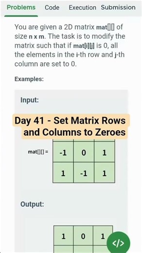 Day 41 - Set Matrix Rows and Columns to Zeroes #160daysofcode #codeeveryday