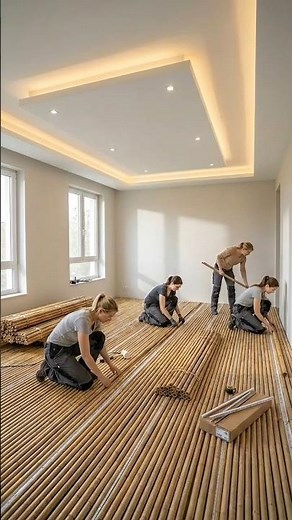 Bamboo Sticks + Epoxy = Mind-Blowing Floor Transformation 😱 (Watch It Shine!) #epoxy #luxury #home