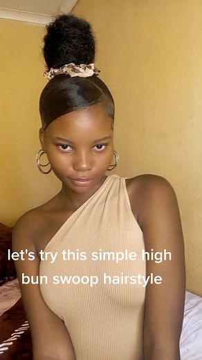 the tape-ins are from @MORESOO HAIR, I don't know if I was installing them correctly but either way it worked 😅😊 I hope you enjoy this simple look #CapCut #zamashimane #fypシ #hairtok #highbun #highbuntutorial #swoopponytail #highbunhairstyle