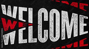 Welcome Lettering. Dynamic Text Animations with a Grunge Texture Stock Video