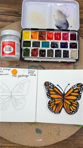 🦋 Easy Monarch Butterfly Watercolor for Beginners | World Watercolor Month Day 2