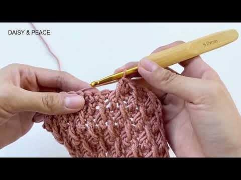 [Decrease Alpine stitch] Dc-fpdc2tog (Double Crochet and Front Post Double Crochet 2 together)