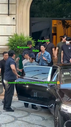 BTS heading out from the hotel to visit the Eiffel Tower. 🇫🇷💜