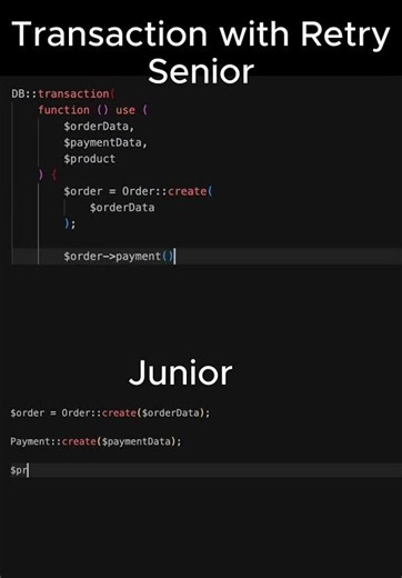 Laravel Order Creation: Junior vs Senior Developer Approach #shorts