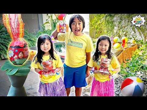 Ryan found a secret Island with Treasures and Lava!