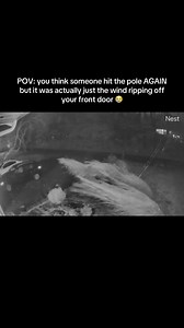 tbh this google nest camera was the best purchase ever. just another typical day. it actually was so loud we thought we had another pole hit. at least nothing hit my car 🫣🥹 #wind #storm #caraccident #polehit #ringcamera #googlenestcam #securitycamera #windstorm