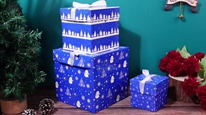 TecUnite 3 Pcs Christmas Stackable Nesting Gift Boxes Decorative Boxes with Lids for Present Wrapping Xmas New Year Holiday Party Xmas Tree Decor(Stylish,Red, Green, White)