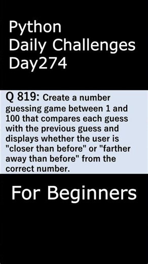 Python Daily Challenges Day274 For Beginners #programming #python #beginnersstitch