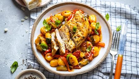 Garlic and rosemary chicken with ratatouille recipe